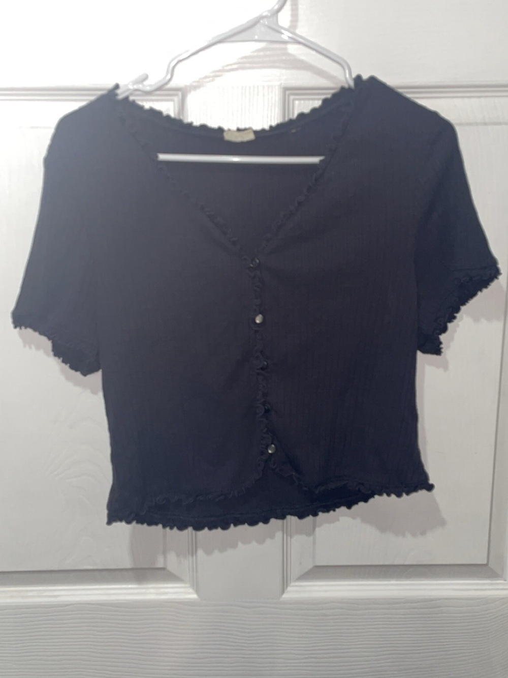 Levi's navy blue Ruffled Short-Sleeve Crop Cardigan XL